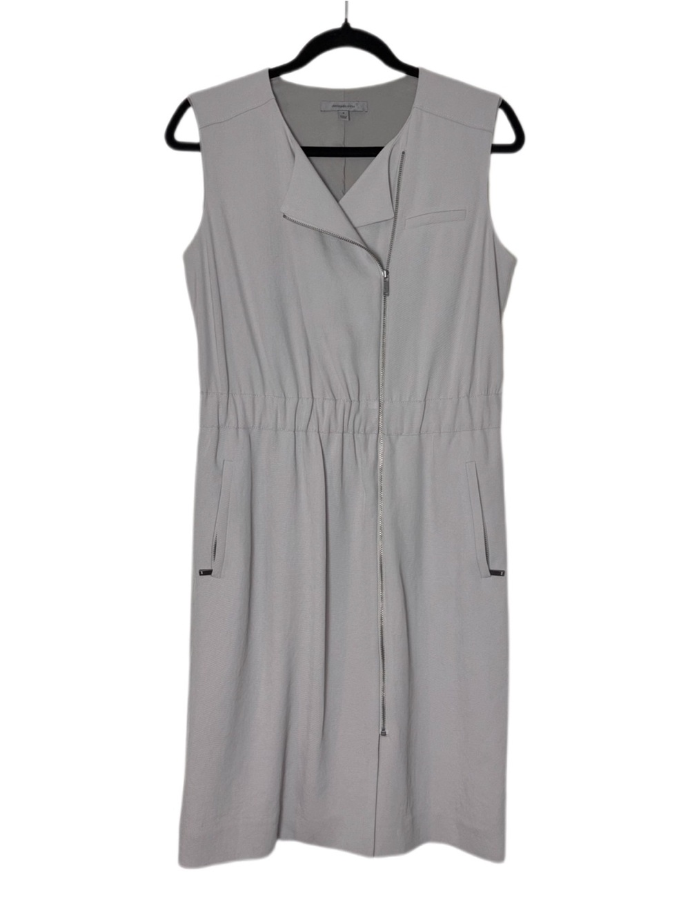 Classiques Entier Sleeveless Zip-Front Dress Light Gray Women's size 8